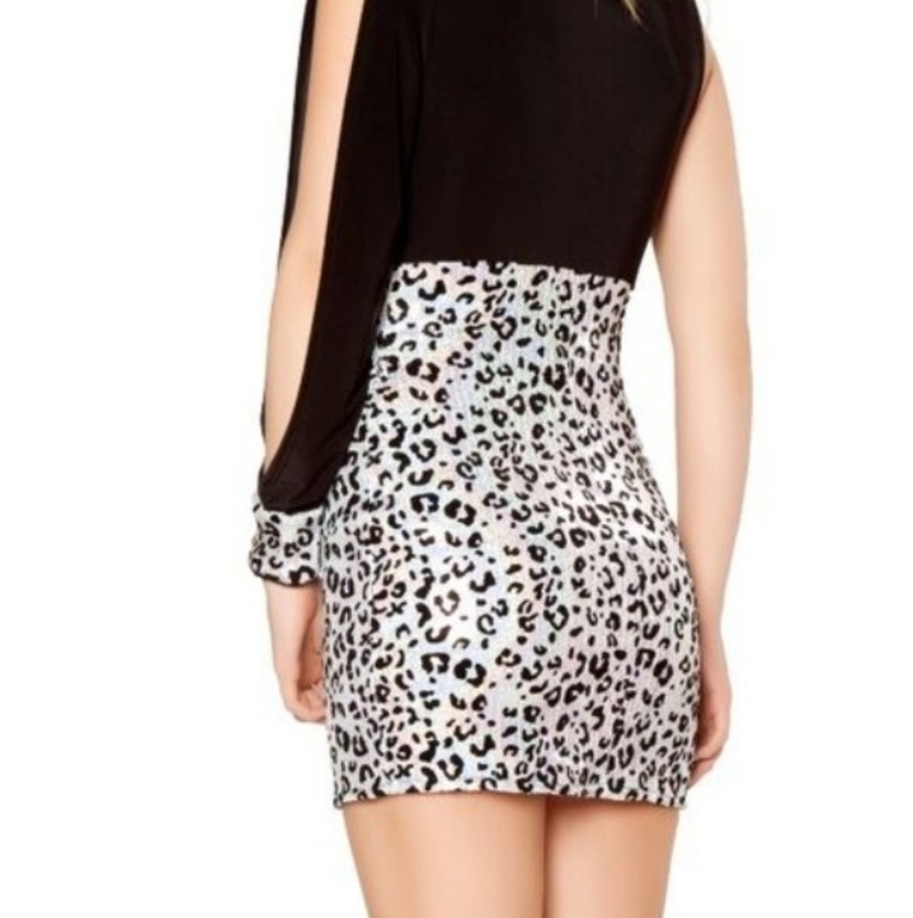 Roma Costume Dress Chic Leopard Print Dress Medium Leopard Back Silver Sequins
